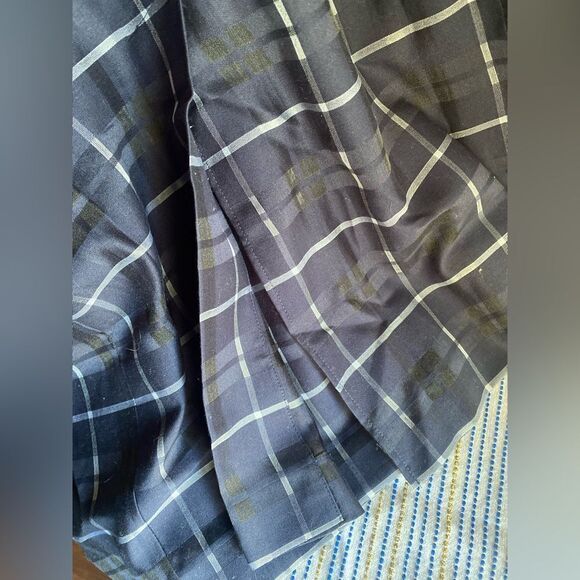 Akris Blue & White  Plaid  Shift Dress Size 10 Collared Zip Zipper Legs Button - Picture 10 of 14